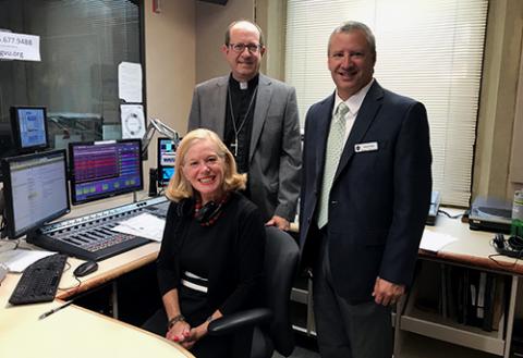 Bishop Walkowiak, Superintendent Faber at WGVU